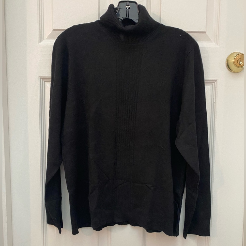 Calvin Klein Black Turtleneck Sweater in Carolyn Bessette Kennedy Style - XL